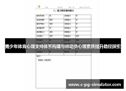 青少年体育心理支持体系构建与运动员心理素质提升路径探索